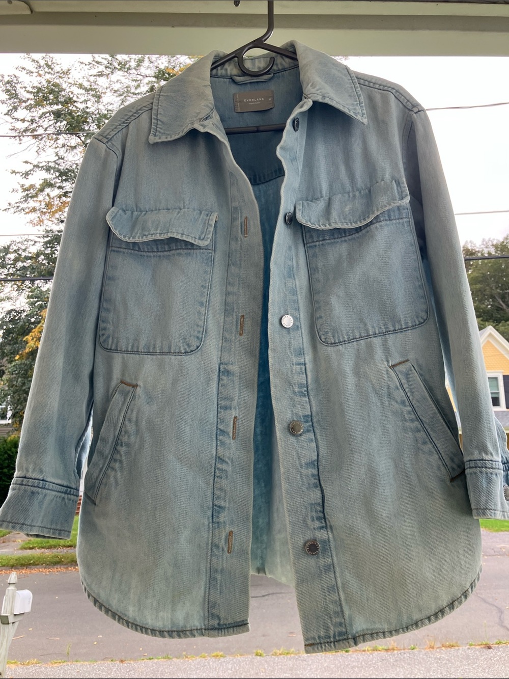 Everlane Faded Light Blue Denim Shirt Shacket Jacket M